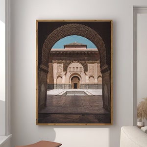 Morocco Mosque Art Print, Islamic Wall Art Muslim Architecture Poster Arabic Decor, Eid Ramadan Gift, Large Wall Art Canvas #2042