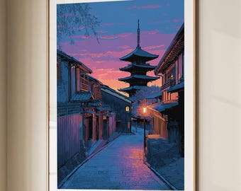 Gion District Kyoto Japan Historical Landscape Painting Vacation