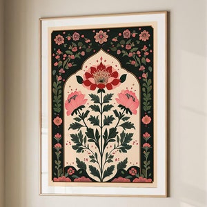 Floral Arch Art Print, Islamic Wall Art Muslim Architecture Poster Arabic Decor, Eid Ramadan Gift, Large Wall Art Canvas #2546