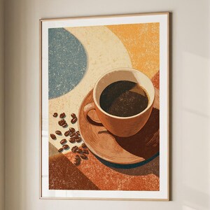 Coffee Black Americano Poster Coffee Bar Print Breakfast Kitchen Decor Retro Art Drink Painting Large Wall Art Gallery Canvas Giclee #3895