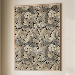 Acanthus -Charcoal,Grey, William Morris Print, Exhibition Poster, Textile Wall Art, Art Nouveau Print, Large Wall Art Canvas #164