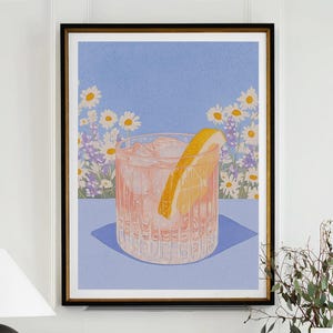 Negroni Cocktail Poster Bar Cart Print Kitchen Decor Retro Art Food Drink Painting Large Wall Art Gallery Canvas Giclee #3290