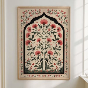 Floral Arch Art Print, Islamic Wall Art Muslim Architecture Poster Arabic Decor, Eid Ramadan Gift, Large Wall Art Canvas #2547