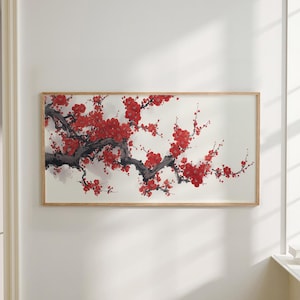 Plum Blossom Flowers Poster Print Asian Japanese Floral Decor Japandi Wabi Sabi Chinoiserie New Home Gift Large Wall Art Canvas #4502