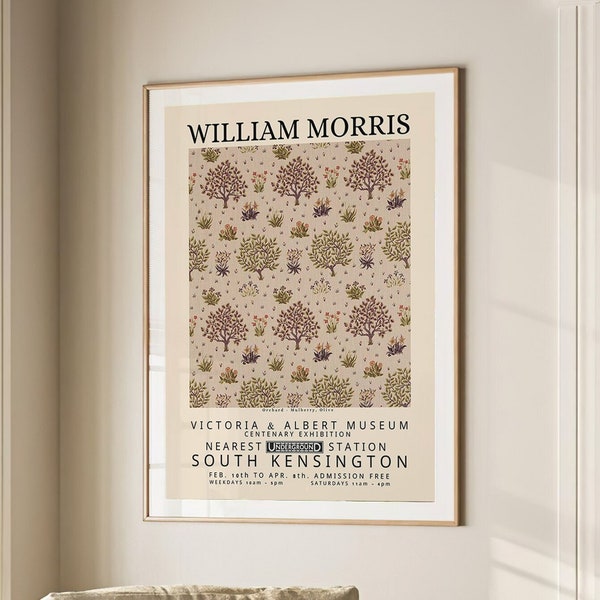 Orchard - Mulberry, Olive, William Morris Print, Exhibition Poster, Textile Wall Art, Art Nouveau Print, Large Wall Art Canvas #186