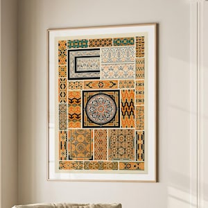 Arabic Geometric Pattern Art Print Vintage Muslim Poster Arabic Decor Ramadan Eid Gift Islamic Large Wall Art Canvas #1943