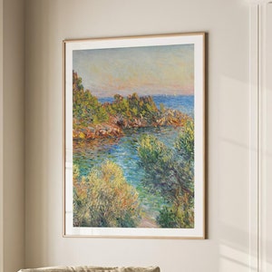 Claude Monet Monte Carlo Seaside Vintage Landscape Rustic Country Painting Antique Framed Extra Large Wall Art Canvas Giclee #2139