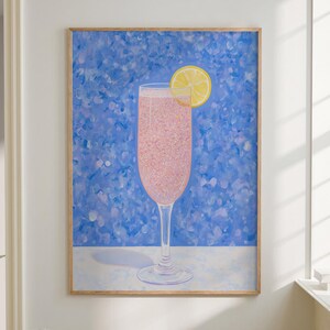 French 75 Cocktail Poster Bar Cart Print Kitchen Decor Retro Art Food Drink Painting Large Wall Art Gallery Canvas Giclee #3303