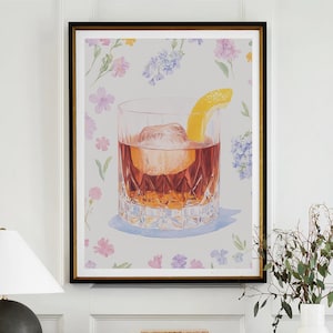 Sazerac Cocktail Poster Bar Cart Print Kitchen Decor Retro Art Food Drink Painting Large Wall Art Gallery Canvas Giclee #3319