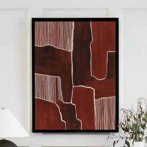 Red Abstract Poster Print Mid Century Modern Minimalist Painting Boho Decor Housewarming New Home Gift Wedding Large Wall Art #4617