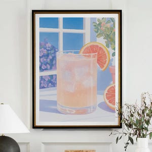 Paloma Cocktail Poster Bar Cart Print Kitchen Decor Retro Art Food Drink Painting Large Wall Art Gallery Canvas Giclee #3313