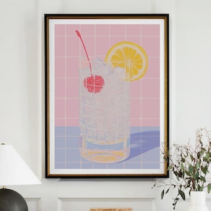Tom Collins Cocktail Poster Bar Cart Print Kitchen Decor Retro Art Food Drink Painting Large Wall Art Gallery Canvas Giclee #3324