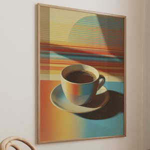 Coffee Black Americano Poster Coffee Bar Print Breakfast Kitchen Decor Retro Art Drink Painting Large Wall Art Gallery Canvas Giclee #3874