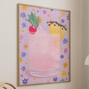 Mai Tai Cocktail Poster Bar Cart Print Kitchen Decor Retro Art Food Drink Painting Large Wall Art Gallery Canvas Giclee #3311