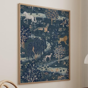 Owl & Willow Indigo William Morris Print Exhibition Poster Textile Wall Art Art Nouveau Print Large Wall Art Canvas Giclee #2702