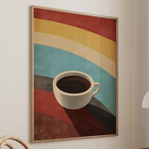 Coffee Black Americano Poster Coffee Bar Print Breakfast Kitchen Decor Retro Art Drink Painting Large Wall Art Gallery Canvas Giclee #3898