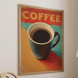 Coffee Black Americano Poster Coffee Bar Print Breakfast Kitchen Decor Retro Art Drink Painting Large Wall Art Gallery Canvas Giclee #3886