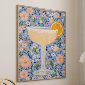 Sidecar Cocktail Poster Bar Cart Print Kitchen Decor Retro Art Food Drink Painting Large Wall Art Gallery Canvas Giclee #3322