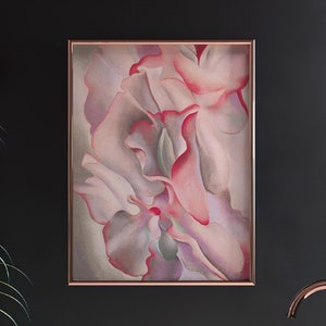 Georgia O'Keeffe Print Poster, Pink Sweet Peas, Floral Flower Print Botanical Large Wall Art Mid Century Modern Decor Canvas #565