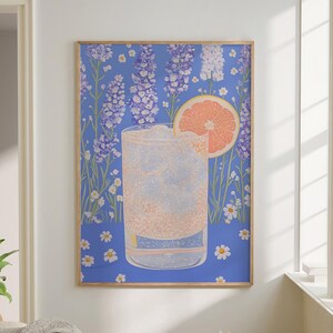 Paloma Cocktail Poster Bar Cart Print Kitchen Decor Retro Art Food Drink Painting Large Wall Art Gallery Canvas Giclee #3315