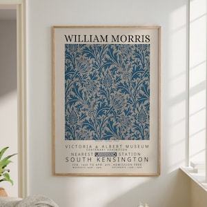 Thistle - Indigo, William Morris Print, Exhibition Poster, Textile Wall Art, Art Nouveau Print, Large Wall Art Canvas #192