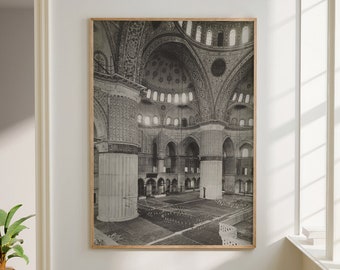Sultanahmet Blue Mosque Art Print, Islamic Wall Art Muslim Architecture Poster Arabic Decor, Eid Ramadan Gift, Large Wall Art Canvas #2022
