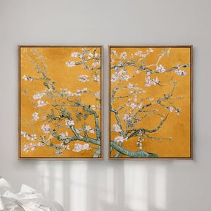 Vincent van Gogh Print Almond Blossom Floral Poster, Wedding Gift Painting, 2 Piece Diptych Large Wall Art Set of Two Gallery Canvas #4178