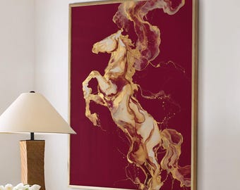 Horse Art Print Animal Poster 2026 Year of the Horse Decor Modern Lunar New Year Chinese Zodiac Large Wall Art Canvas #5347