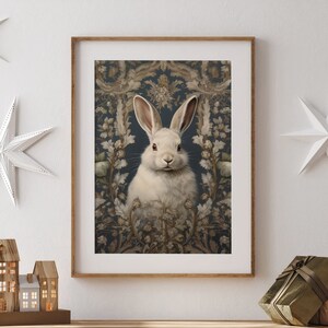 William Morris Inspired Rabbit Nursery Winter Art Prints Nature Poster Woodland Large Wall Canvas Christmas Living Room #1270