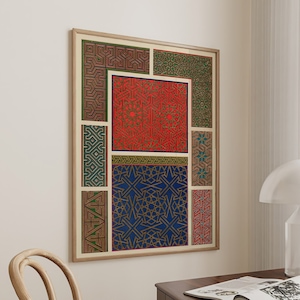 Arabic Geometric Pattern Art Print Vintage Muslim Poster Arabic Decor Ramadan Eid Gift Islamic Large Wall Art Canvas #1946