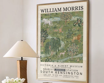 Owl & Willow, William Morris Print, Exhibition Poster, Textile Wall Art, Art Nouveau Print, Large Wall Art Canvas #124
