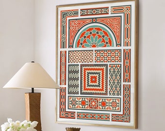 Arabic Geometric Pattern Art Print Vintage Muslim Poster Arabic Decor Ramadan Eid Gift Islamic Large Wall Art Canvas #1941