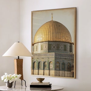 Palestine Mosque Art Print, Islamic Wall Art Muslim Architecture Poster Arabic Decor, Eid Ramadan Gift, Large Wall Art Canvas #2019