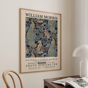 Forest - Indigo, William Morris Print, Exhibition Poster, Textile Wall Art, Art Nouveau Print, Large Wall Art Canvas #173