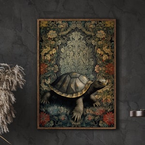 William Morris Inspired Turtle Art Print, Turtle Gift, Turtle Wall Art, Turtle Decor, Wall Decor Bathroom Extra Large Wall Art Canvas #227
