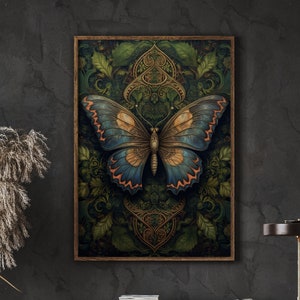 William Morris Inspired Butterfly Art Print, Butterfly Print, Butterfly Wall Art, Butterfly Decor Gift, Large Wall Art Canvas #340