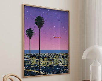 Hiroshi Nagai  Downtown Sunset Retro Japanese Art Print Poster Asian Decor Japandi Large Wall Art Canvas #1436