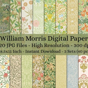 120 Blatt druckbare William Morris Decoupage Digitales Papier, Collage Papier Kunst, Dekoratives Papier, Junk Journal Kit, Digitales Papier Muster 459