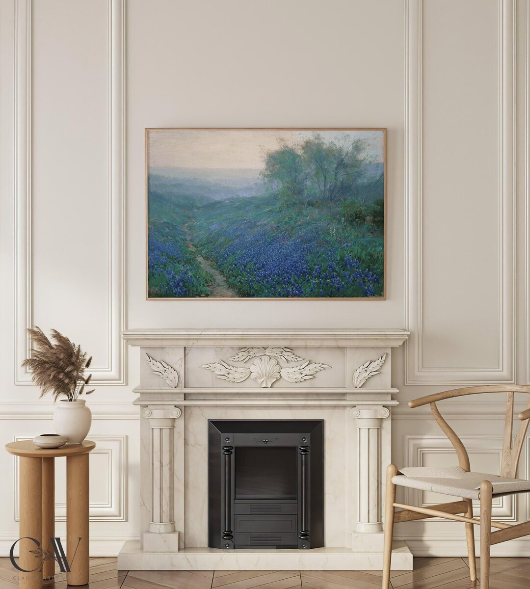 Spring Landscape Art Print Bluebonnet Field Floral Rustic Country ...