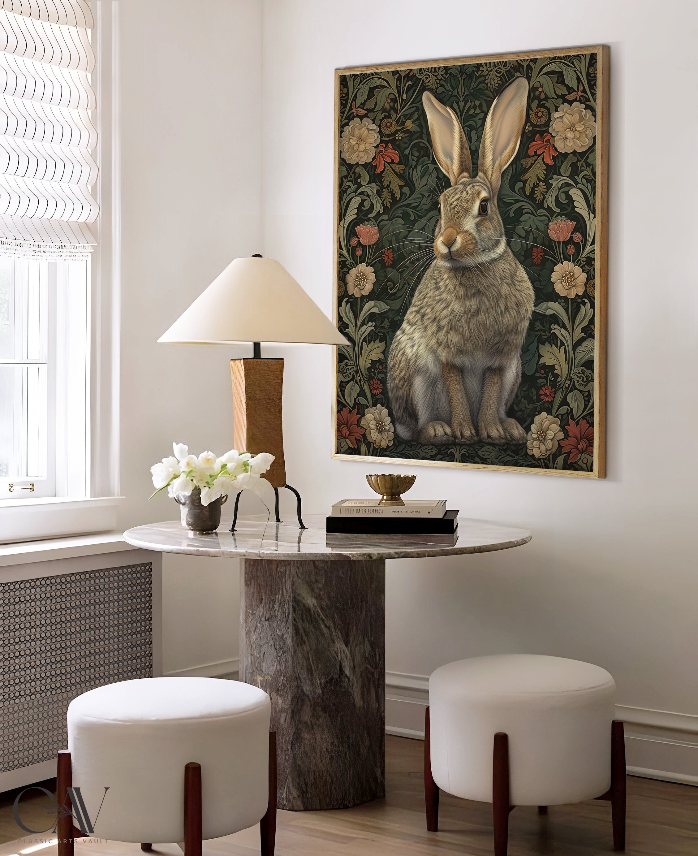 William Morris Inspired Rabbit Art Print Animal Bunny Decor, Year of ...