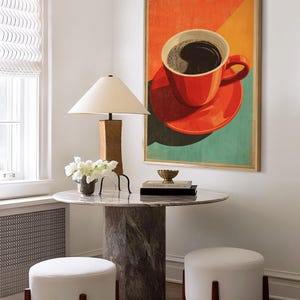 Coffee Black Americano Poster Coffee Bar Print Breakfast Kitchen Decor Retro Art Drink Painting Large Wall Art Gallery Canvas Giclee #3875