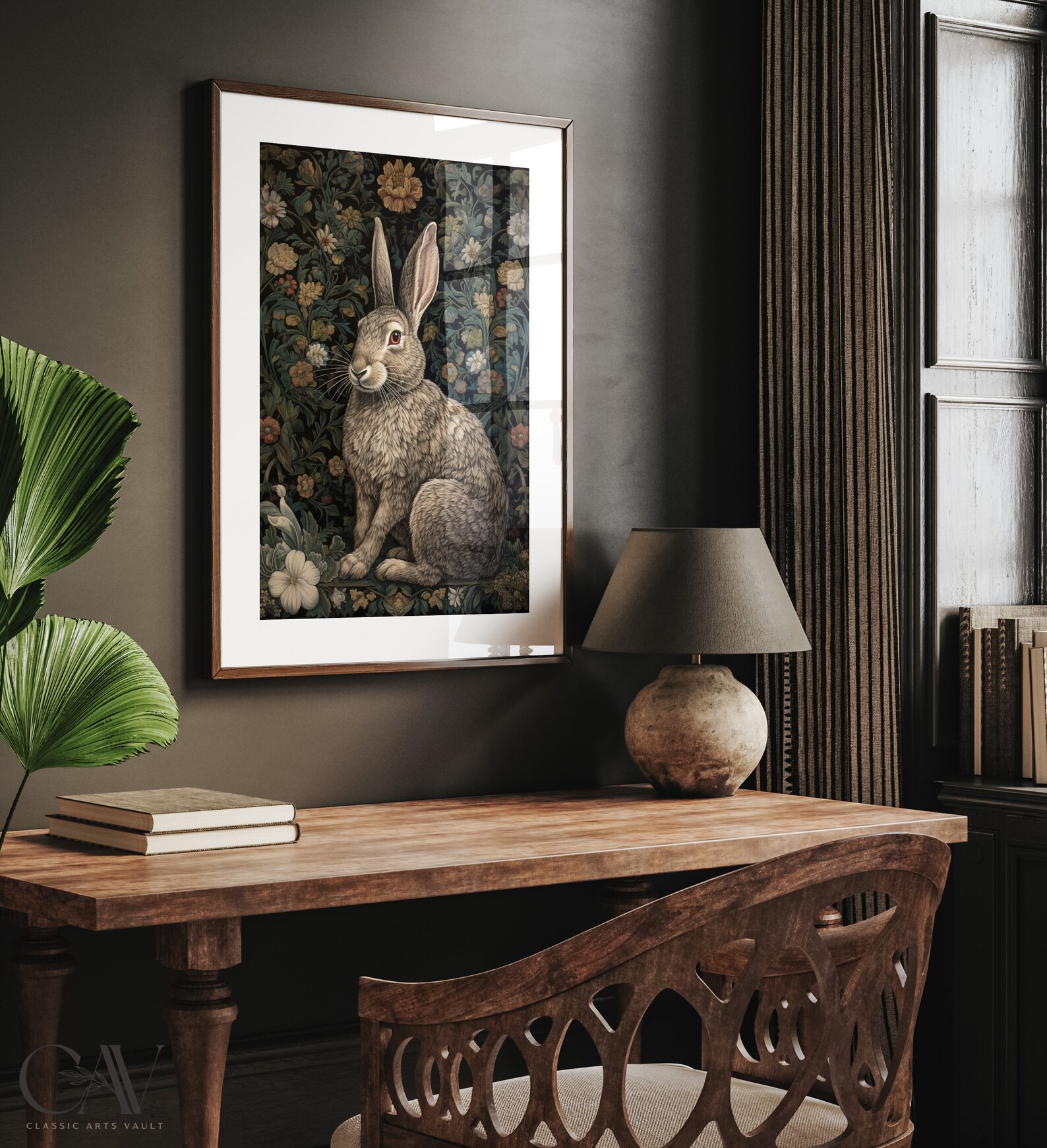 William Morris Inspired White Rabbit Art Print Animal Bunny Decor, Year ...