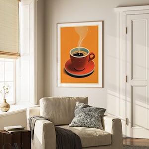 Coffee Espresso Poster Coffee Bar Print Breakfast Kitchen Decor Retro Food Art Drink Painting Large Wall Art Gallery Canvas Giclee #3853