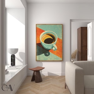Coffee Espresso Poster Coffee Bar Print Breakfast Kitchen Decor Retro Food Art Drink Painting Large Wall Art Gallery Canvas Giclee #3855