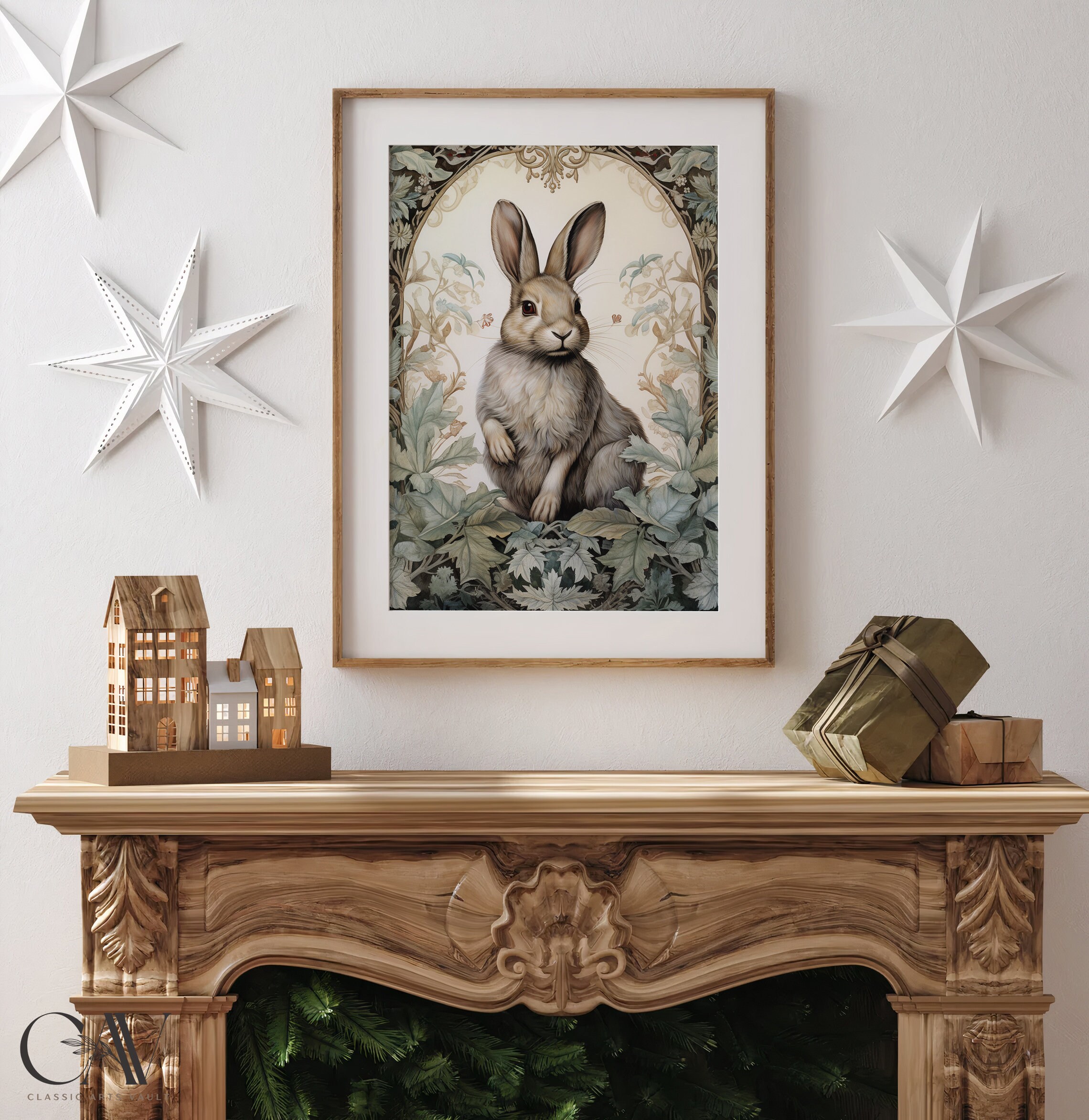 William Morris Inspired Rabbit Nursery Winter Art Prints Nature Poster ...