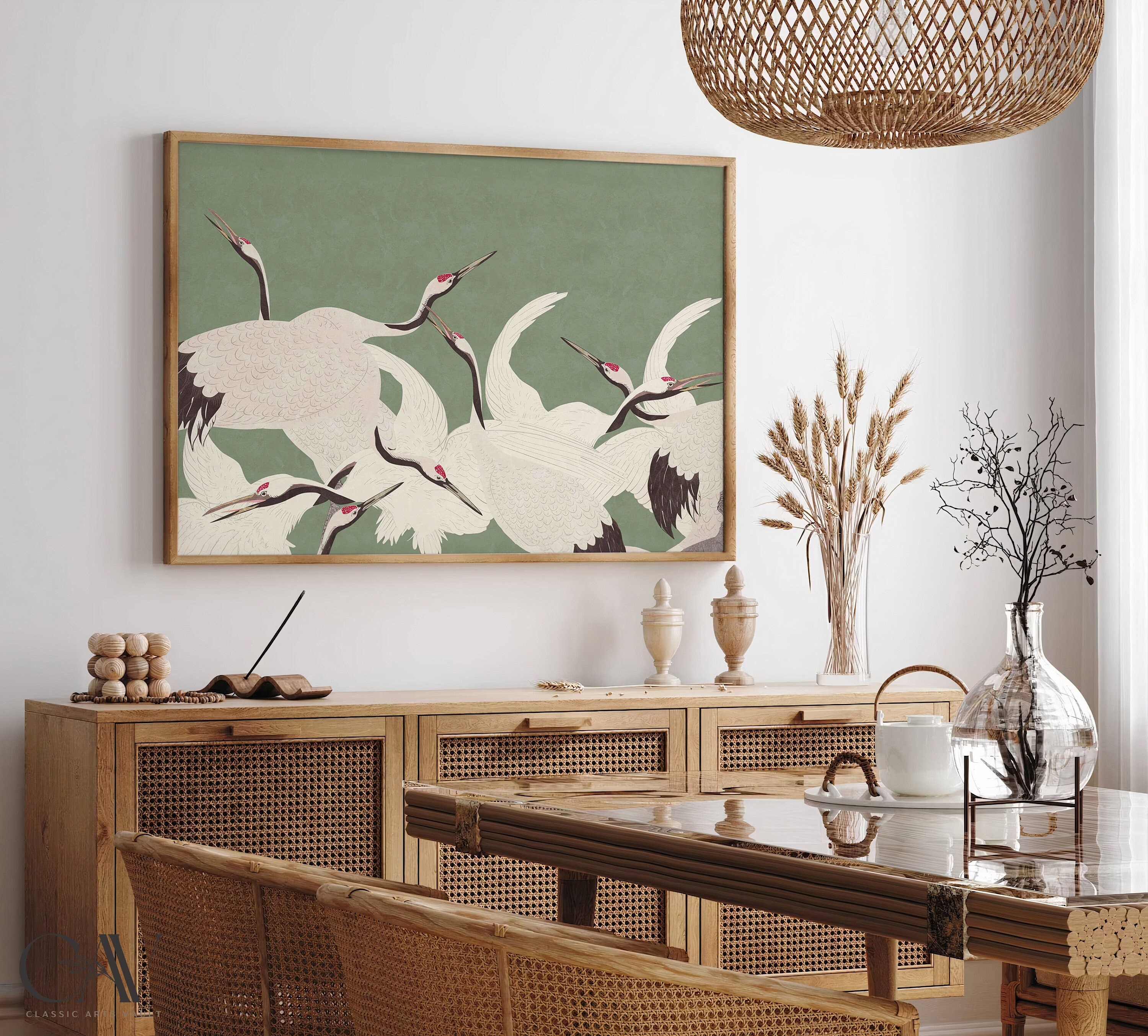 Chinoiserie Art Print Cranes Chinese Wall Art Japanese Decor Chinoiserie Art Print Cranes Chinese Wall Art Japanese Decor