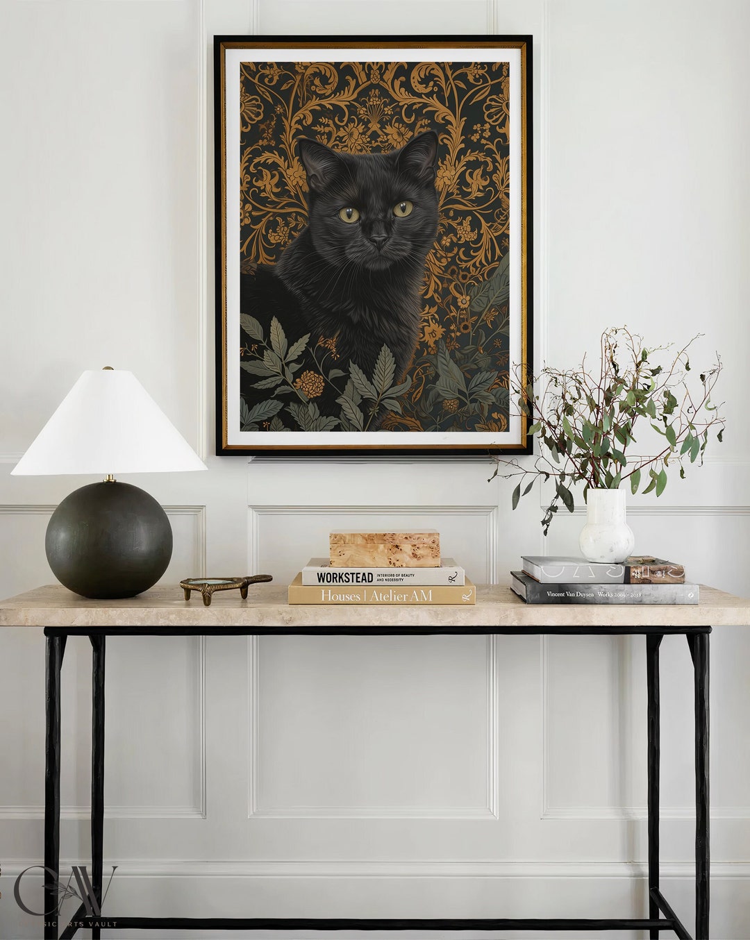 Meowler William Morris Inspired Black Cat Art Print, Cat Lover Gift, Cat Mom ...