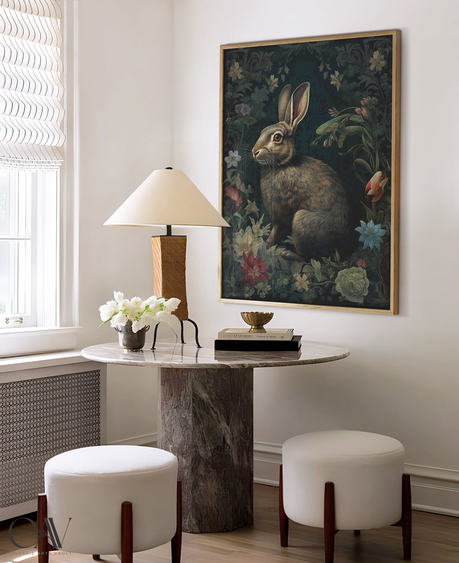 William Morris Inspired Bunny Art Print, Rabbit Print, Animal Print ...