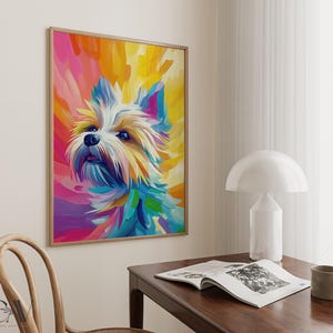 Yorkshire Terrier Dog Maximalist Eclectic Animal Portrait Print Funky Animal Poster Decor Colorful Painting Large Wall Art Canvas #3160 immagine 5