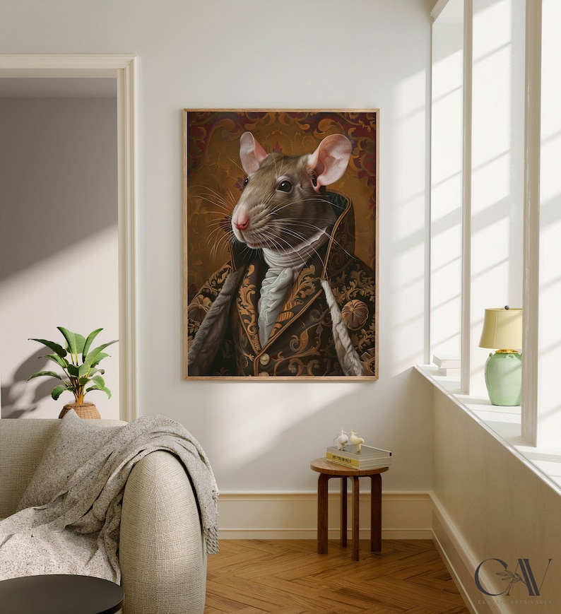 Victorian Rats Rat Royal Renaissance Portrait Vintage Print Victorian Animal Portrait ...